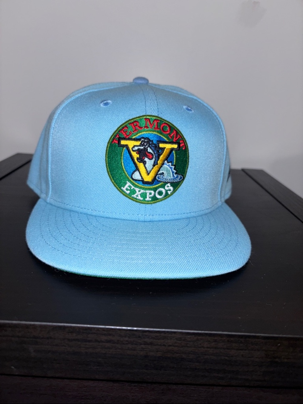 Vermont Expos Logo Snapback Hat - Light Blue